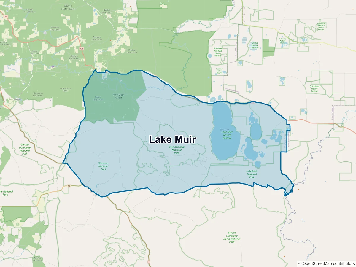 Map of Lake Muir, WA, Australia