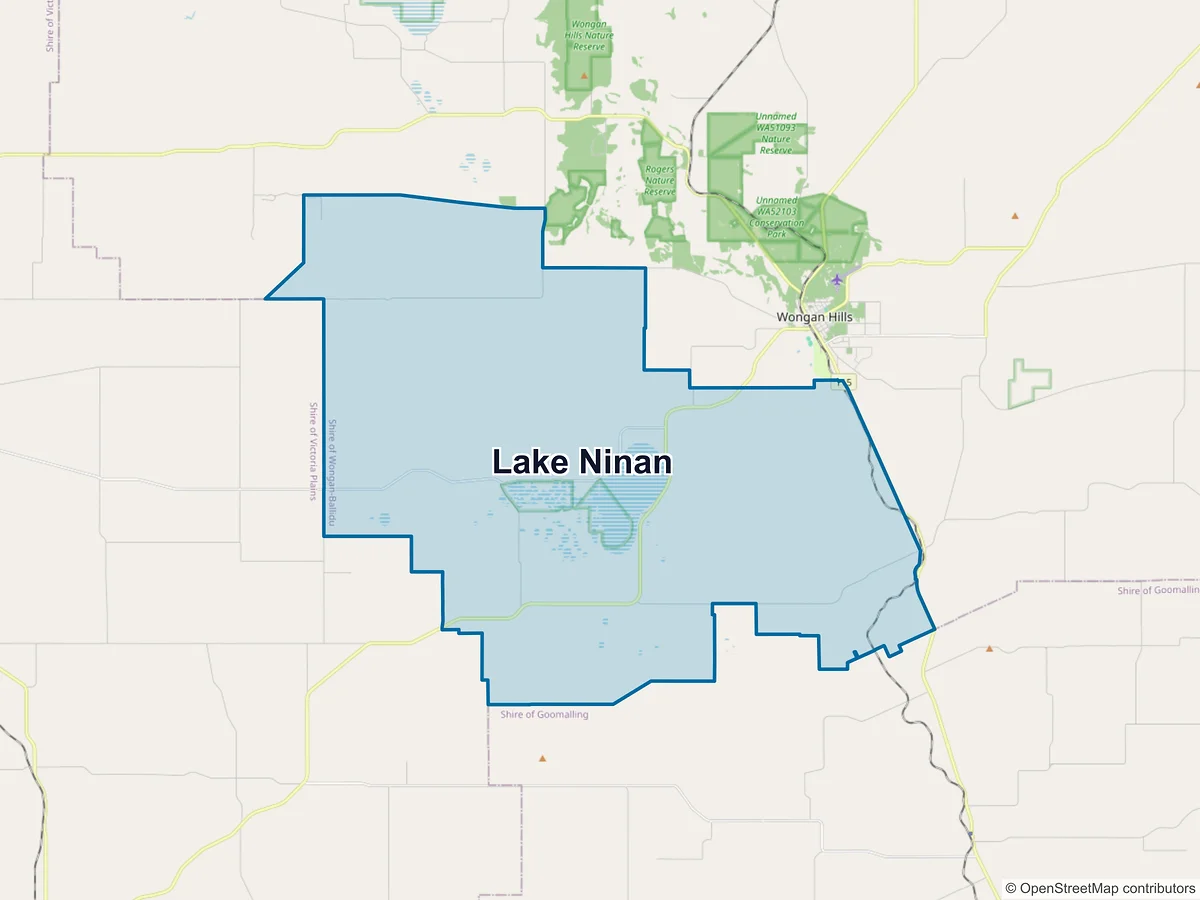 Map of Lake Ninan, WA, Australia