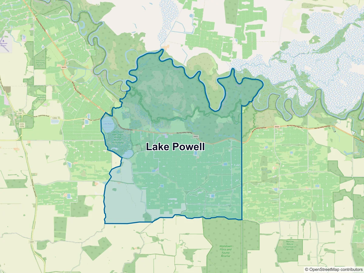 Map of Lake Powell, VIC, Australia