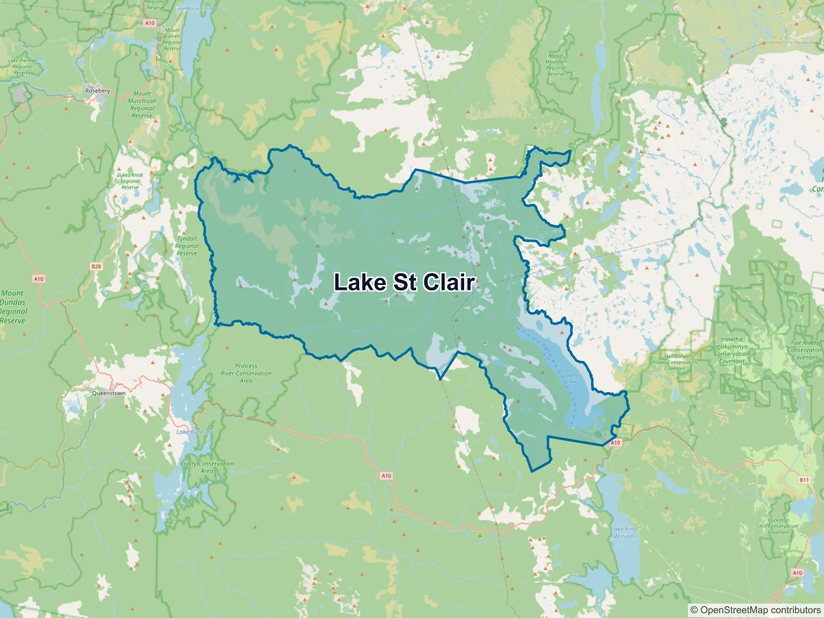 Map of Lake St Clair, TAS, Australia