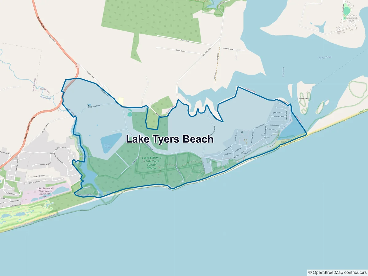 Map of Lake Tyers Beach, VIC, Australia
