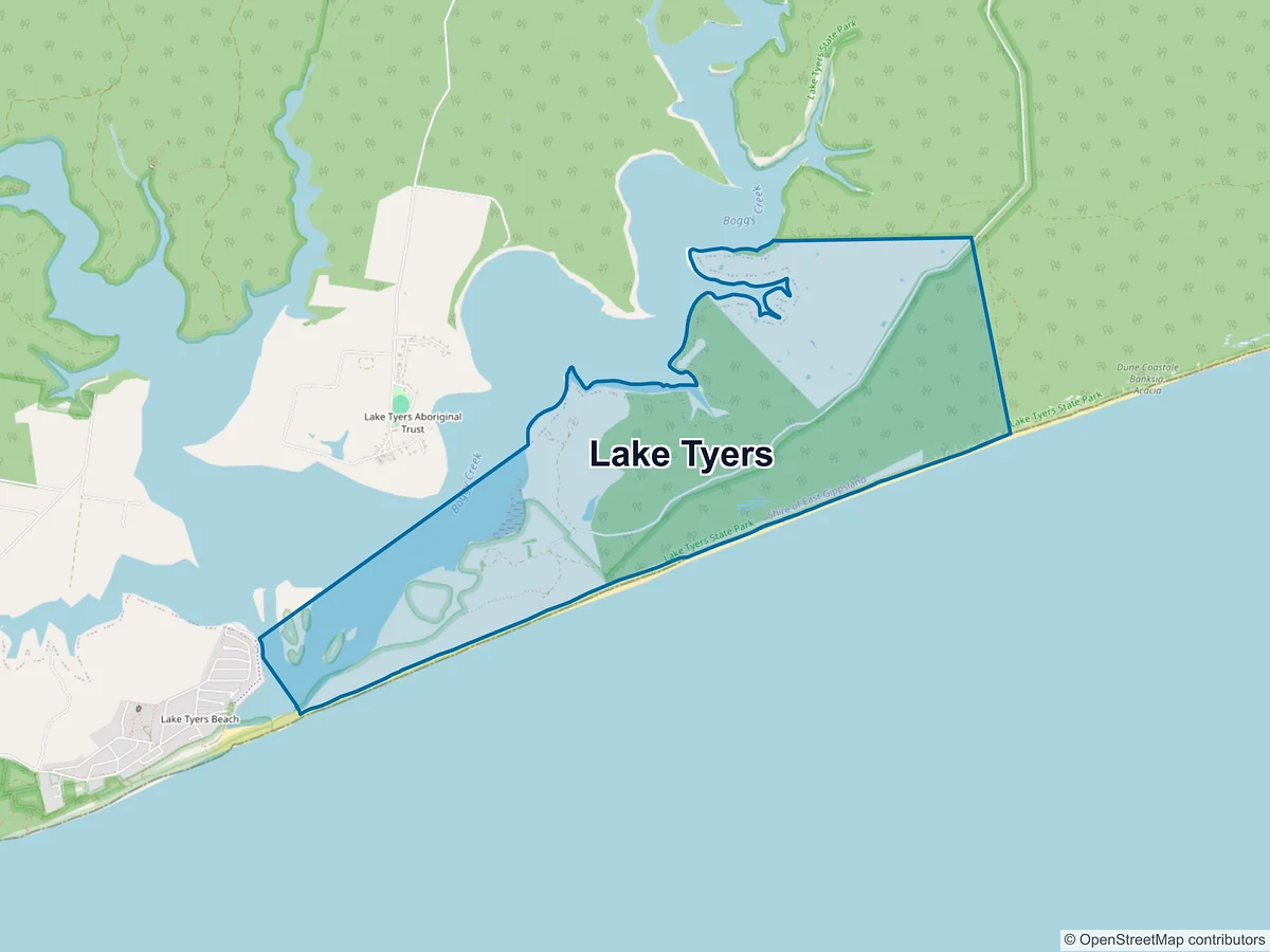 Map of Lake Tyers, VIC, Australia