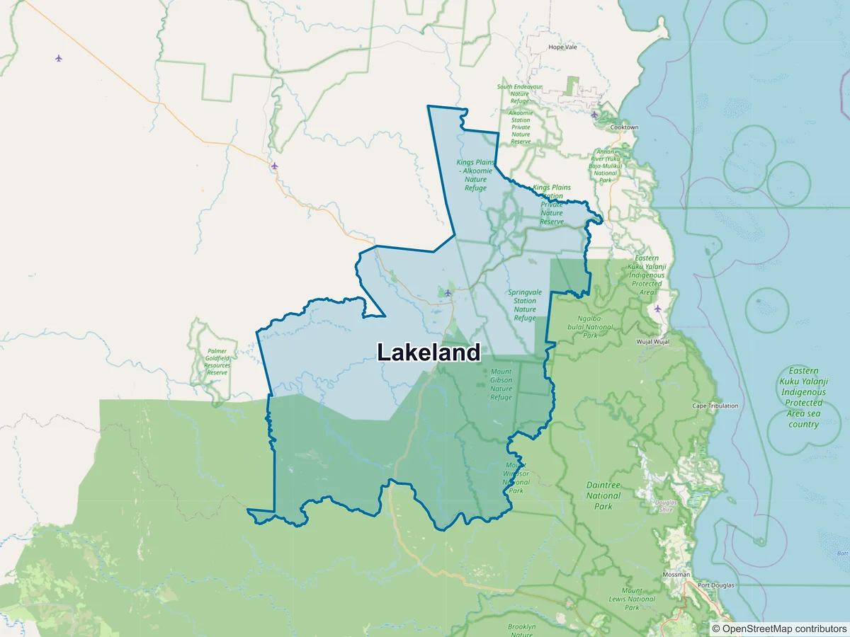 Map of Lakeland, QLD, Australia