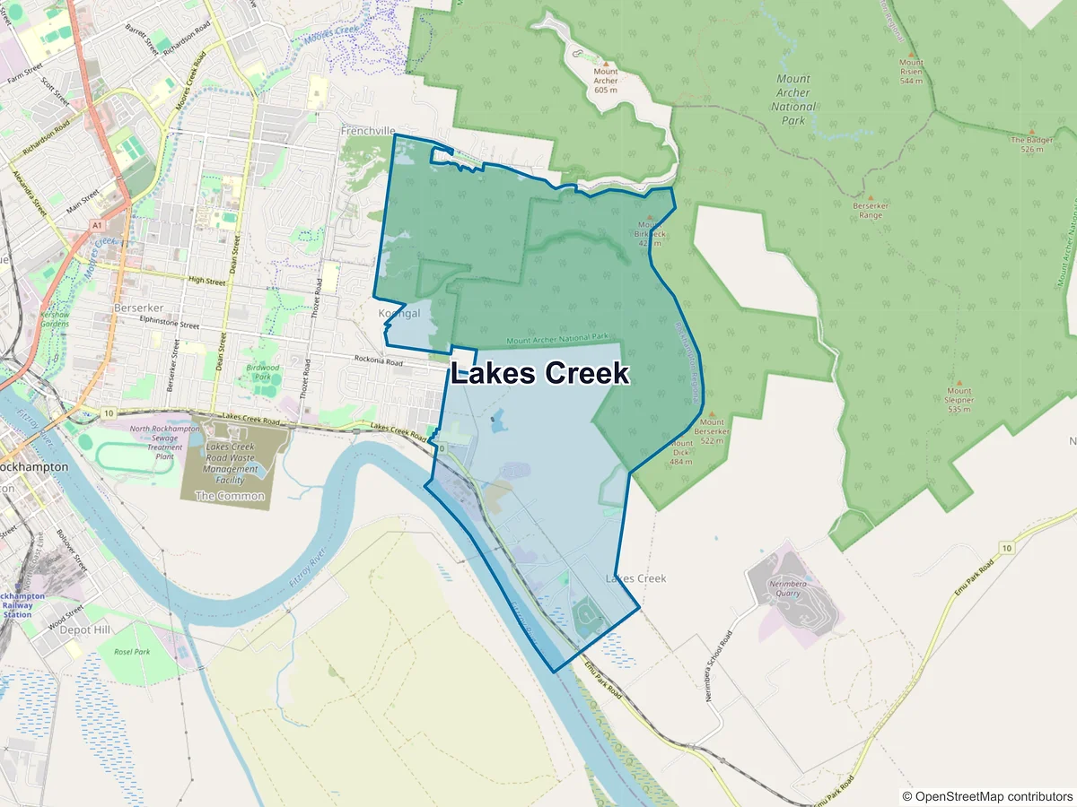 Map of Lakes Creek, QLD, Australia