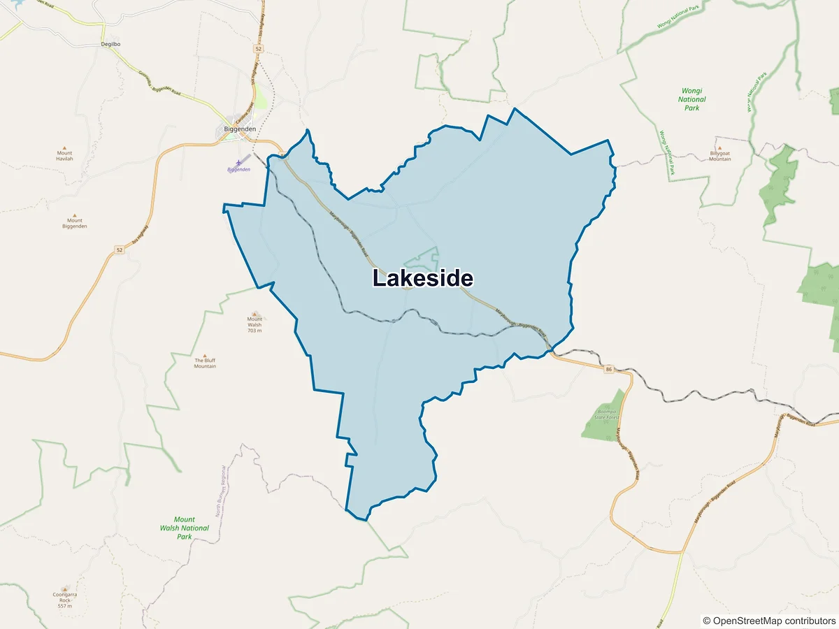 Map of Lakeside, QLD, Australia