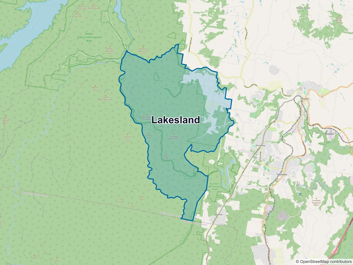 Map of Lakesland, NSW, Australia