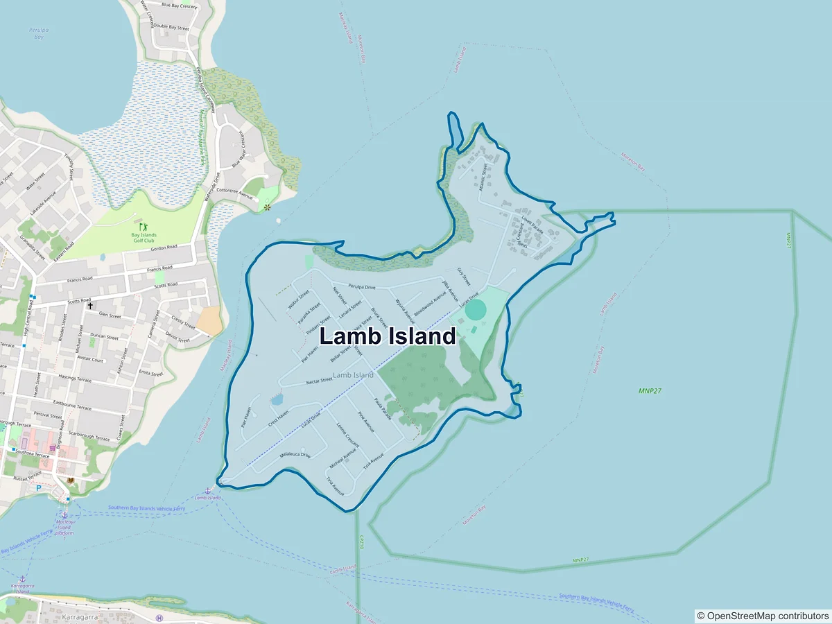 Map of Lamb Island, QLD, Australia