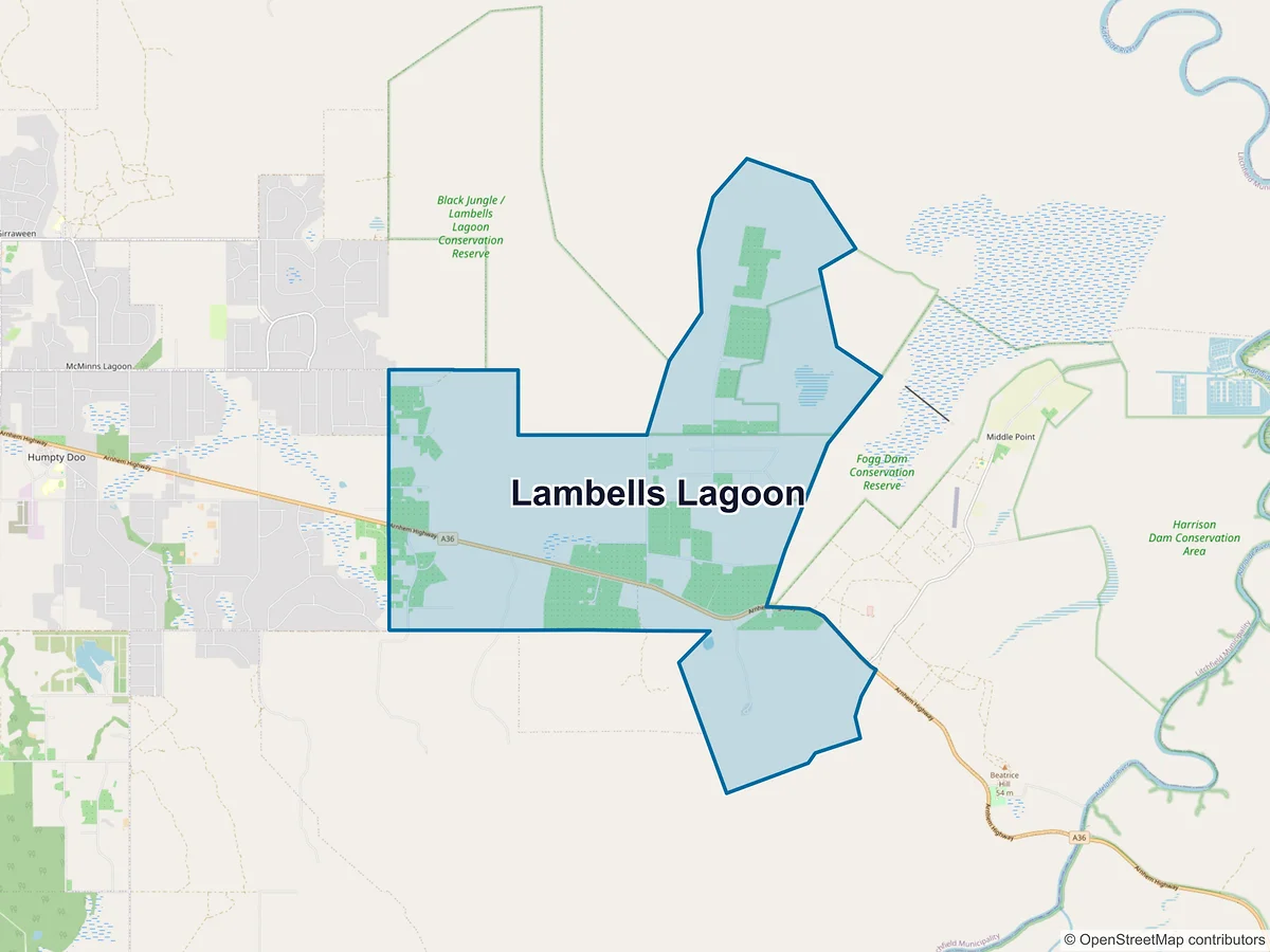 Map of Lambells Lagoon, NT, Australia