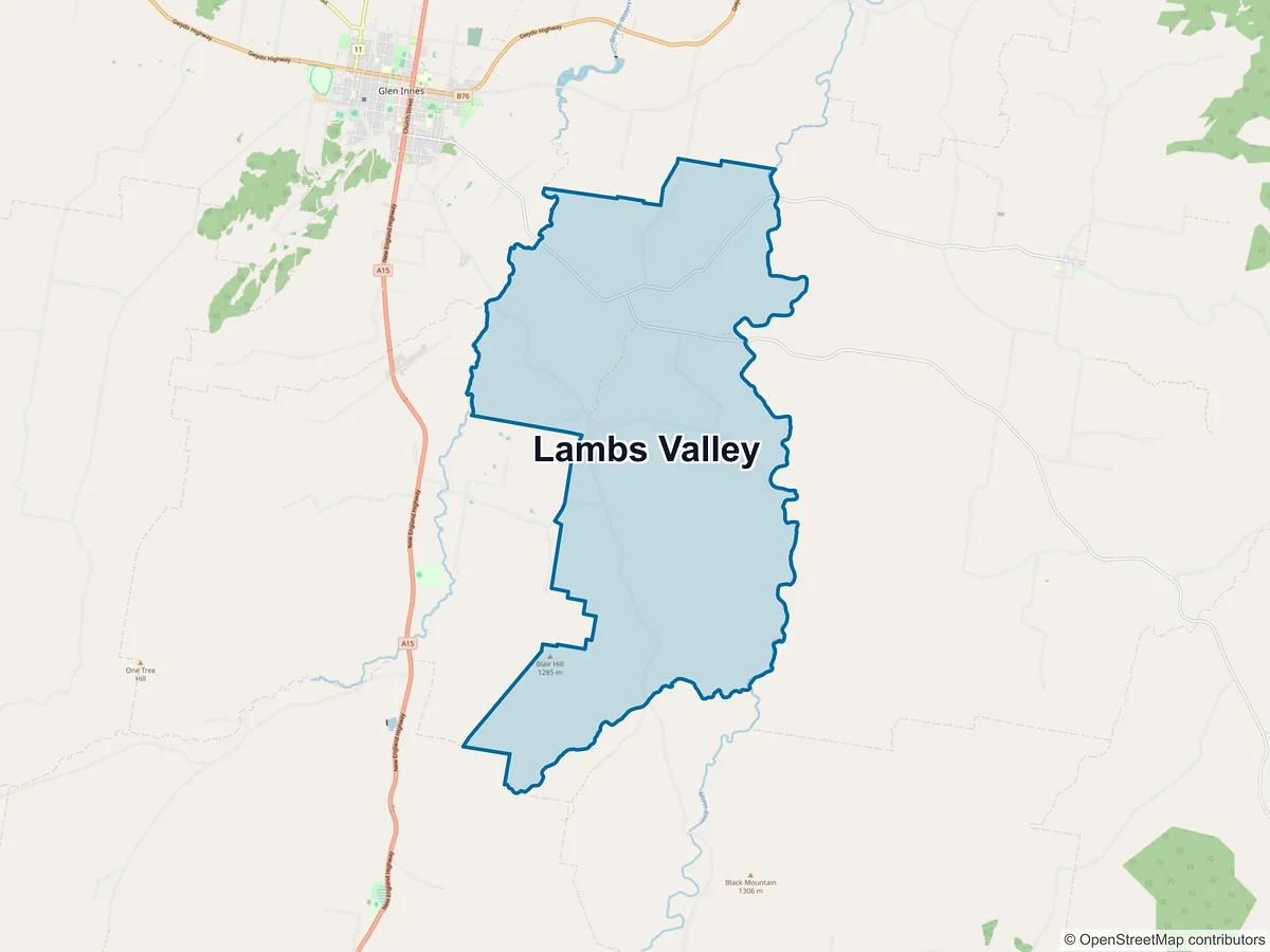 Map of Lambs Valley, NSW, Australia