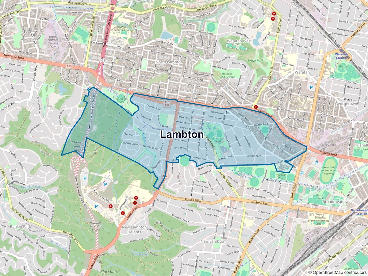 Map of Lambton, NSW, Australia