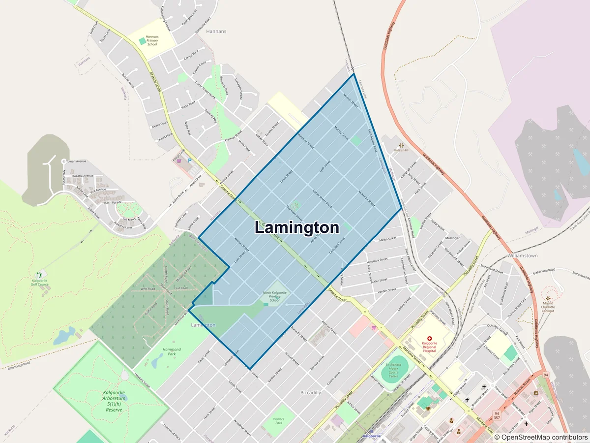 Map of Lamington, WA, Australia