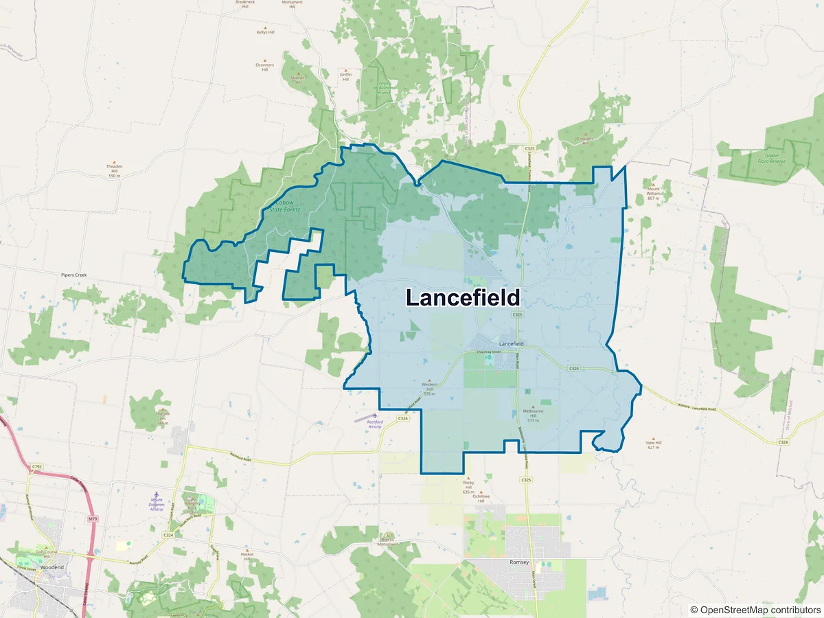 Map of Lancefield, VIC, Australia
