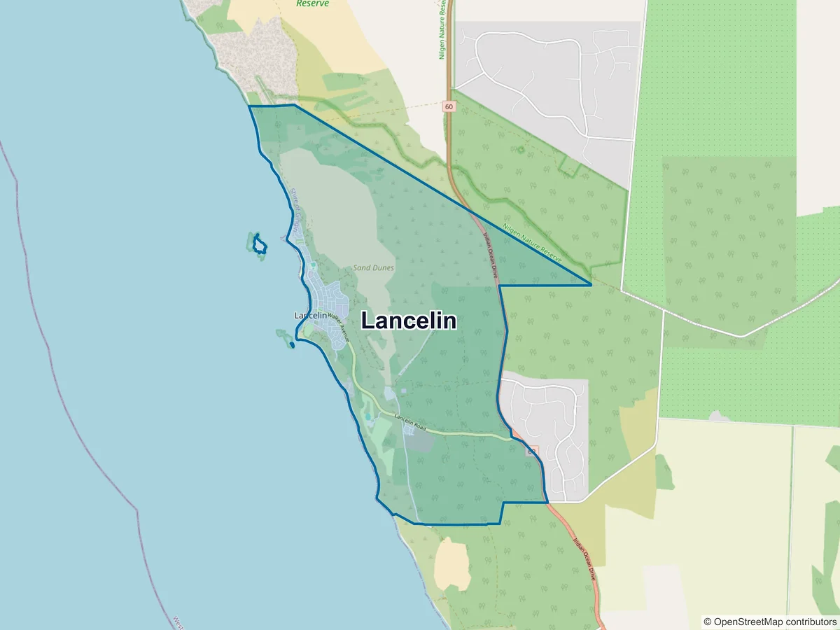 Map of Lancelin, WA, Australia
