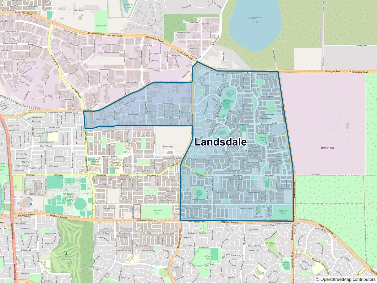 Map of Landsdale, WA, Australia