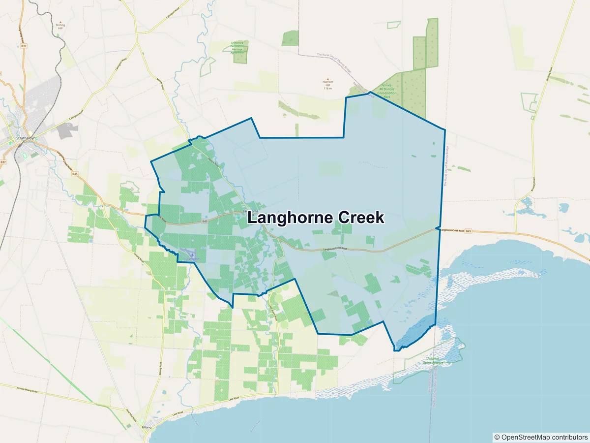 Map of Langhorne Creek, SA, Australia