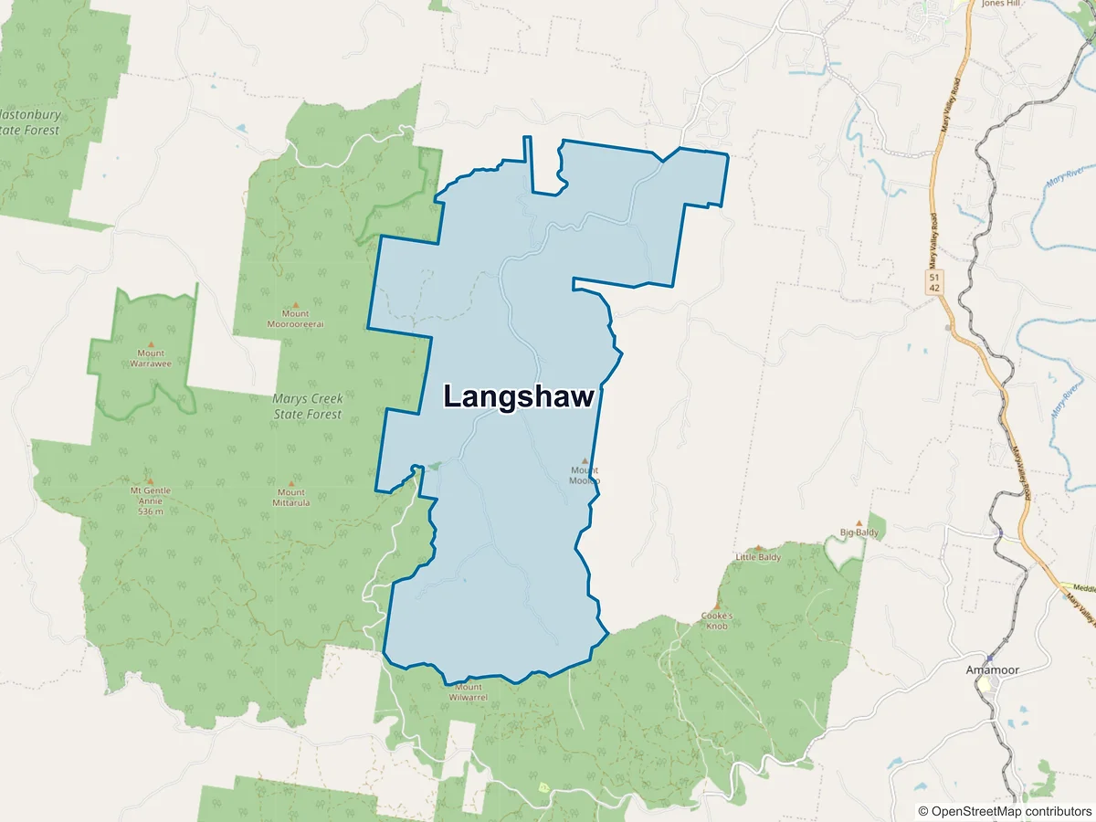 Map of Langshaw, QLD, Australia