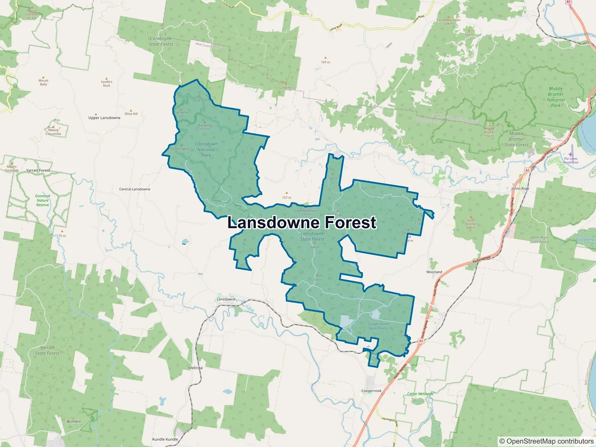Map of Lansdowne Forest, NSW, Australia