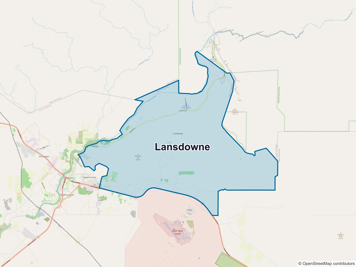 Map of Lansdowne, NT, Australia