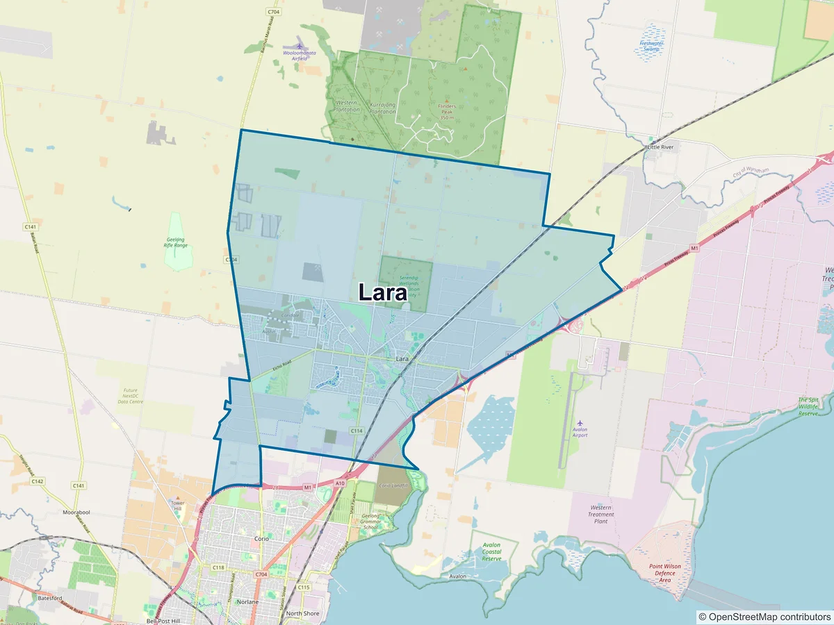 Map of Lara, VIC, Australia