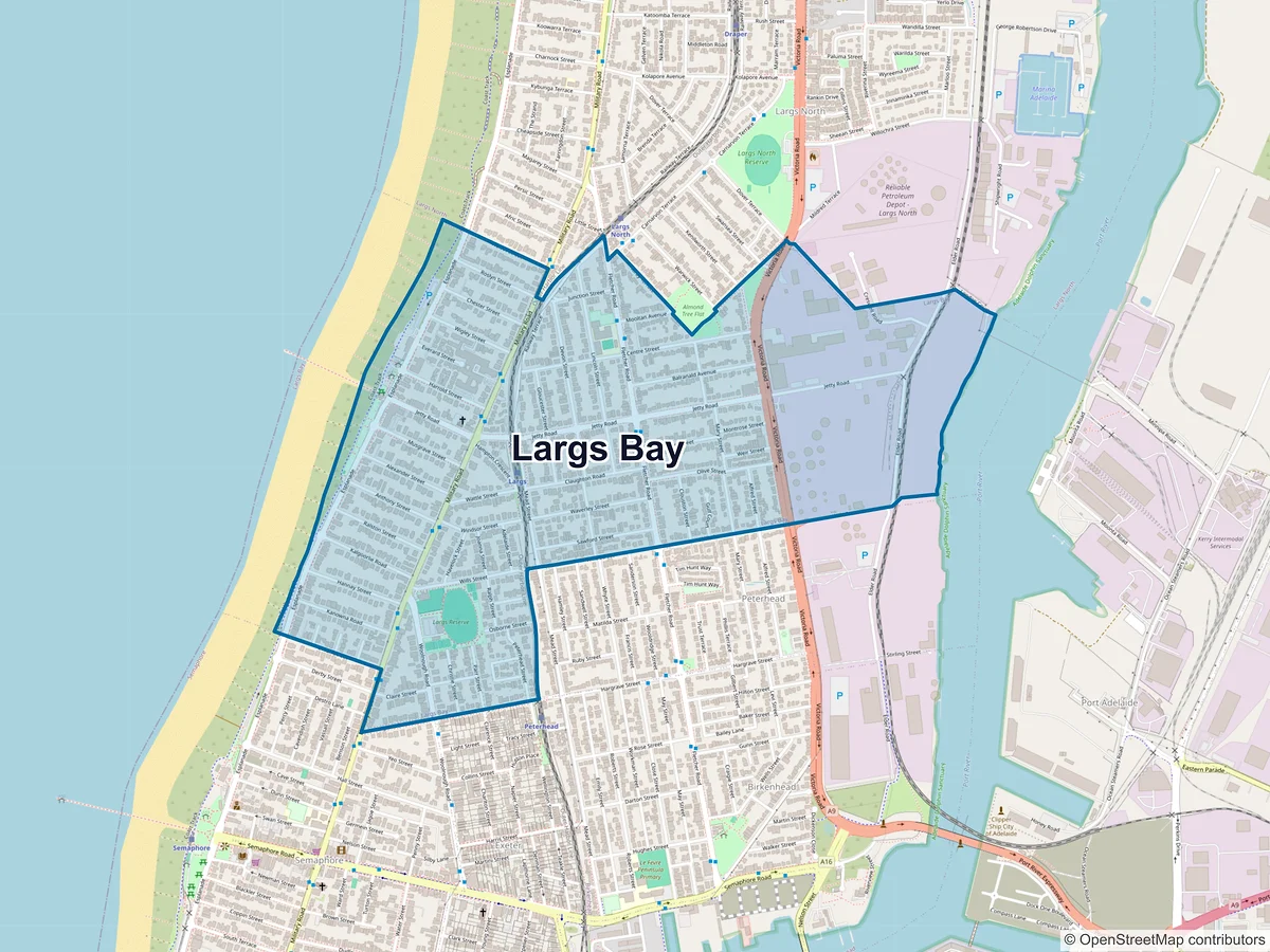 Map of Largs Bay, SA, Australia
