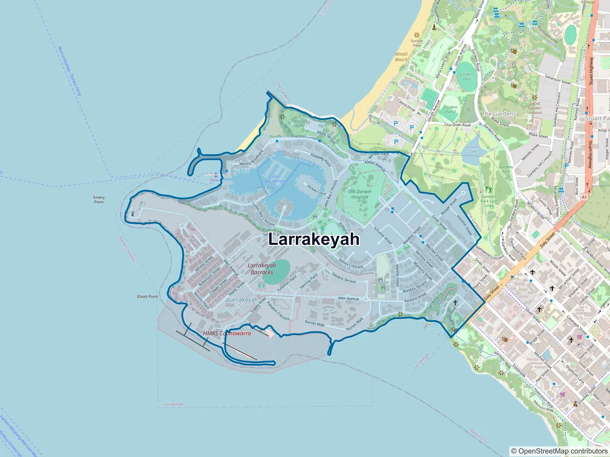 Map of Larrakeyah, NT, Australia