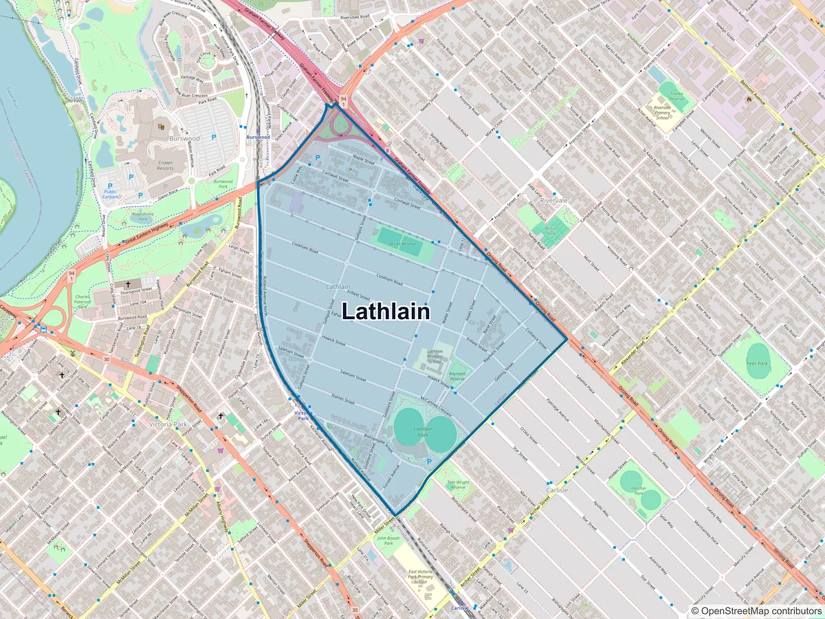 Map of Lathlain, WA, Australia