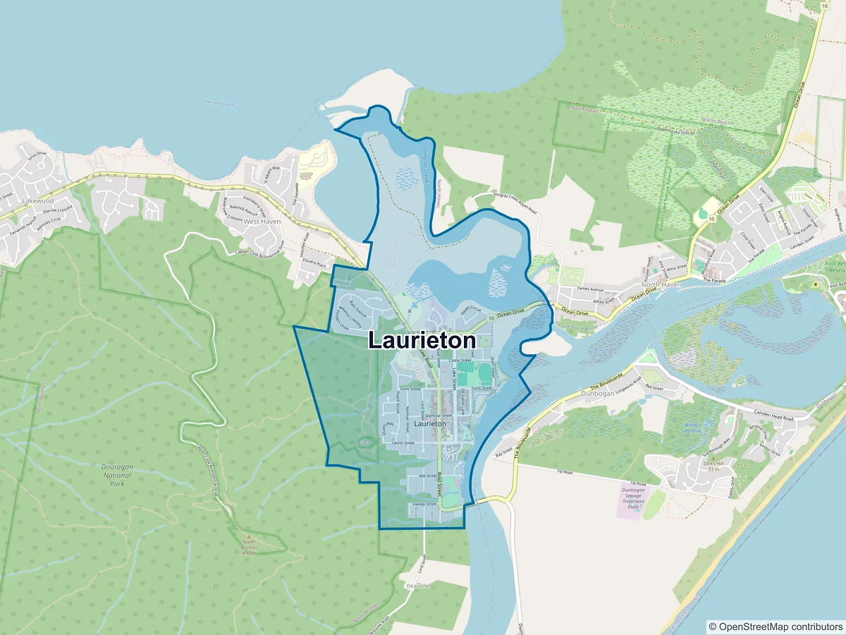 Map of Laurieton, NSW, Australia