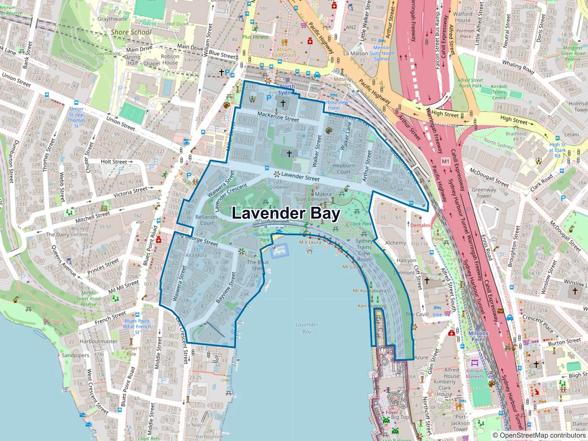 Map of Lavender Bay, NSW, Australia