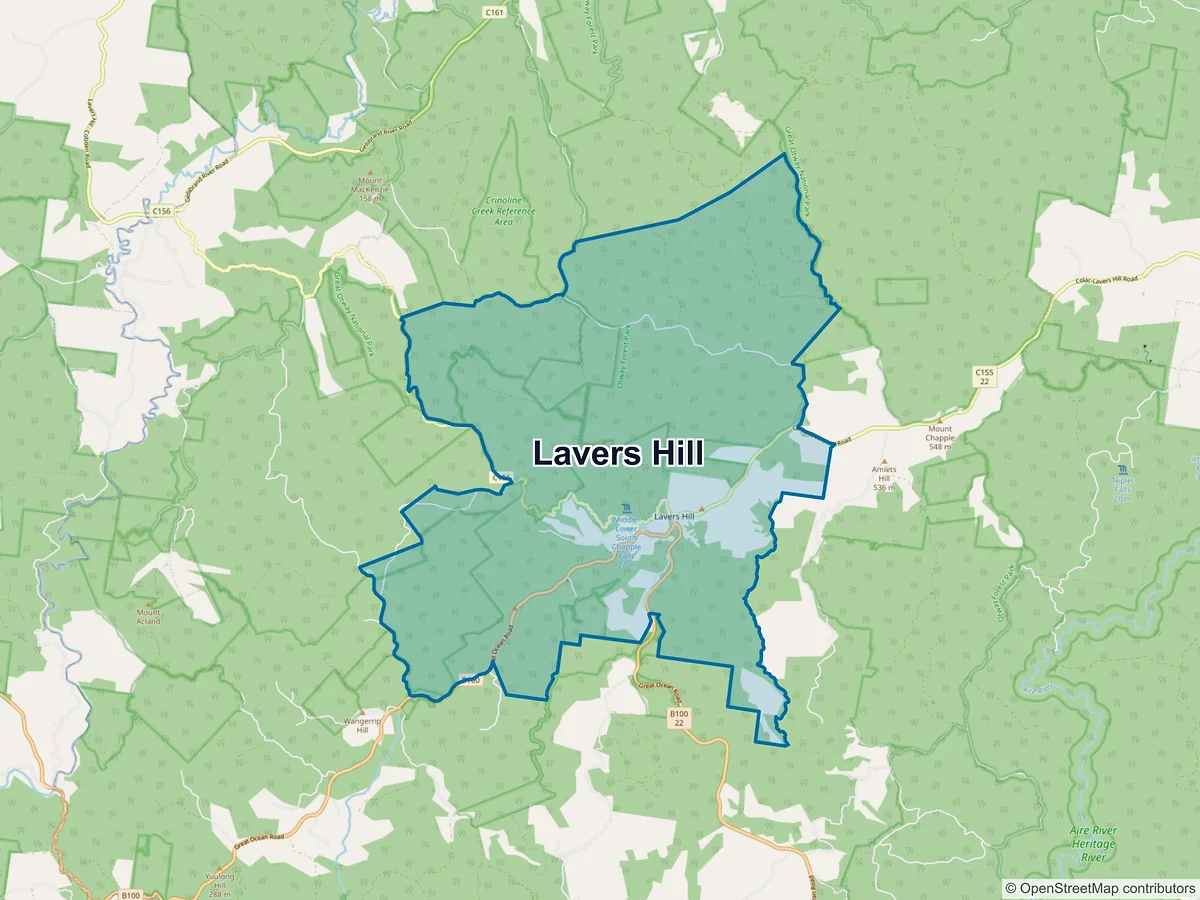 Map of Lavers Hill, VIC, Australia