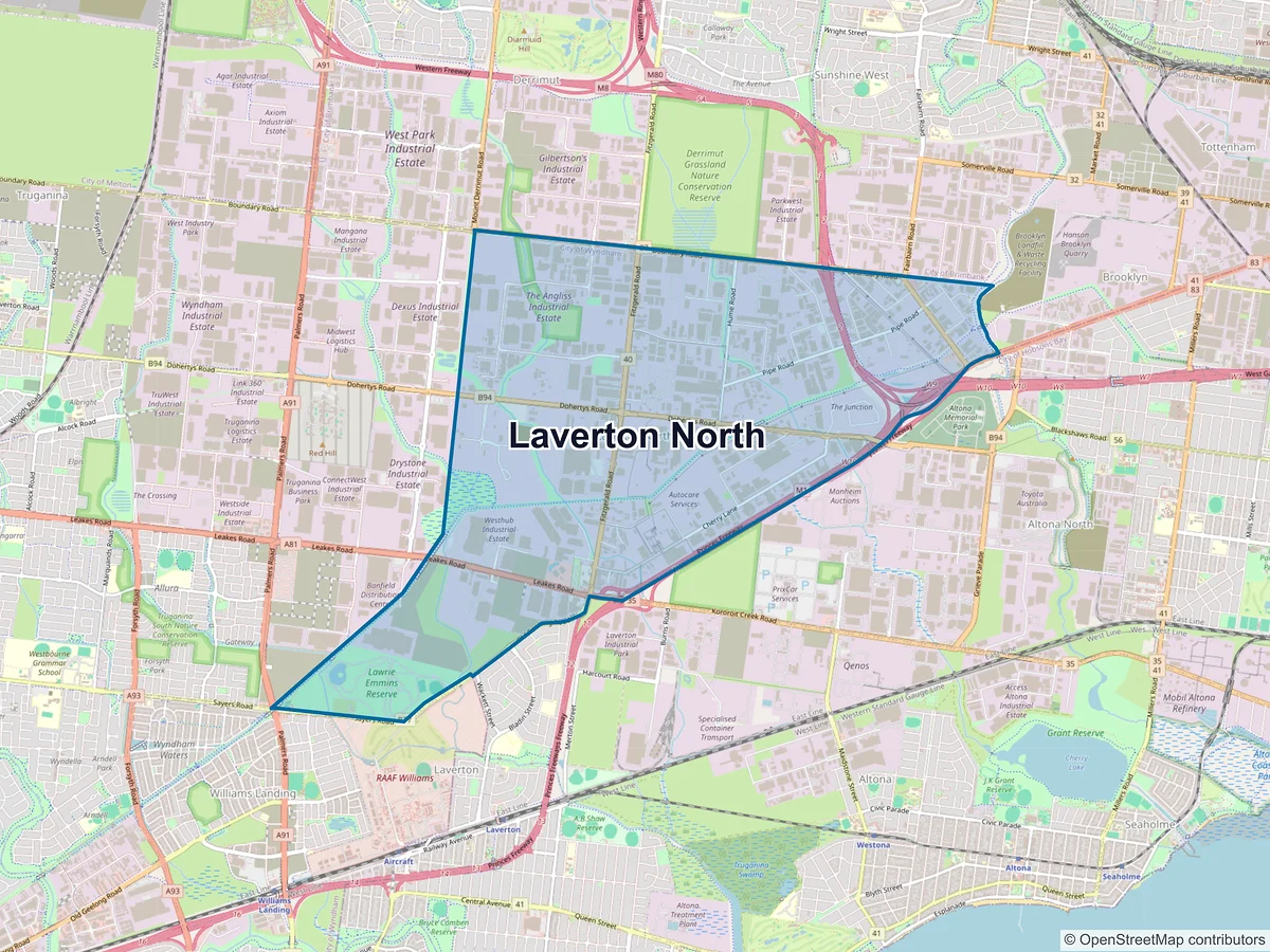 Map of Laverton North, VIC, Australia