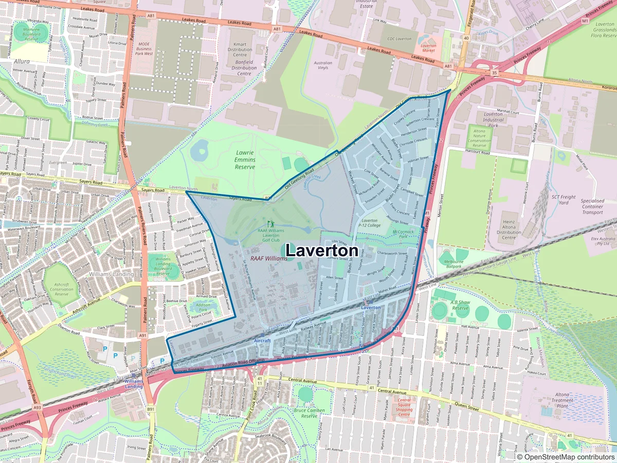 Map of Laverton, VIC, Australia