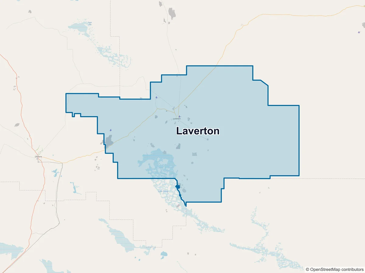 Map of Laverton, WA, Australia