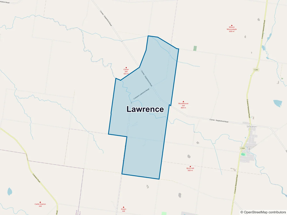Map of Lawrence, VIC, Australia