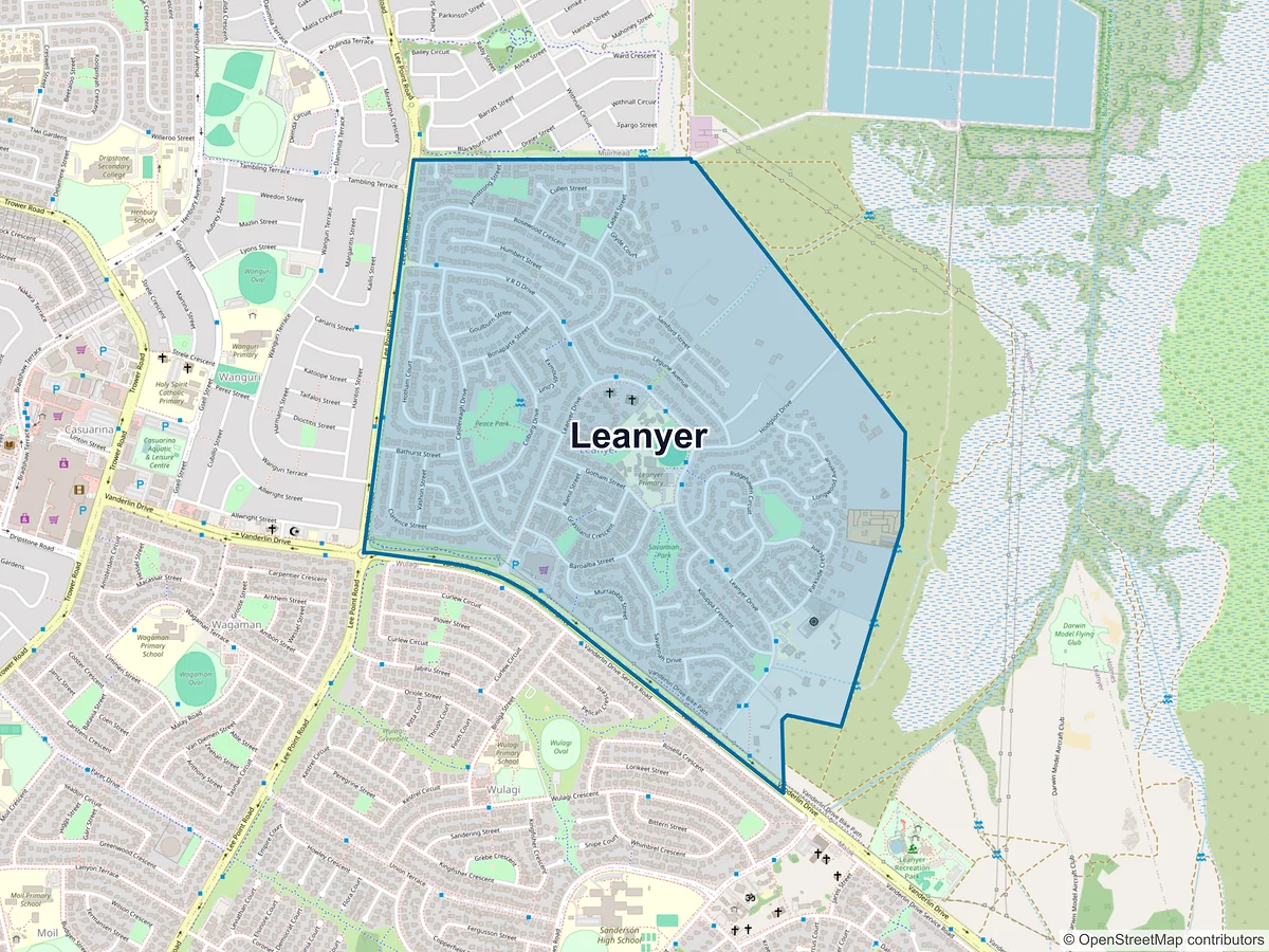 Map of Leanyer, NT, Australia