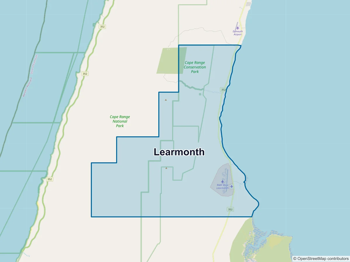 Map of Learmonth, WA, Australia