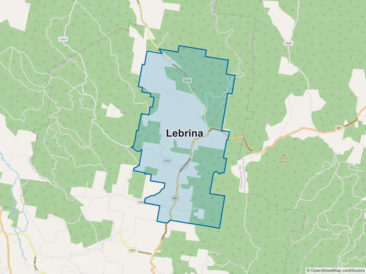 Map of Lebrina, TAS, Australia