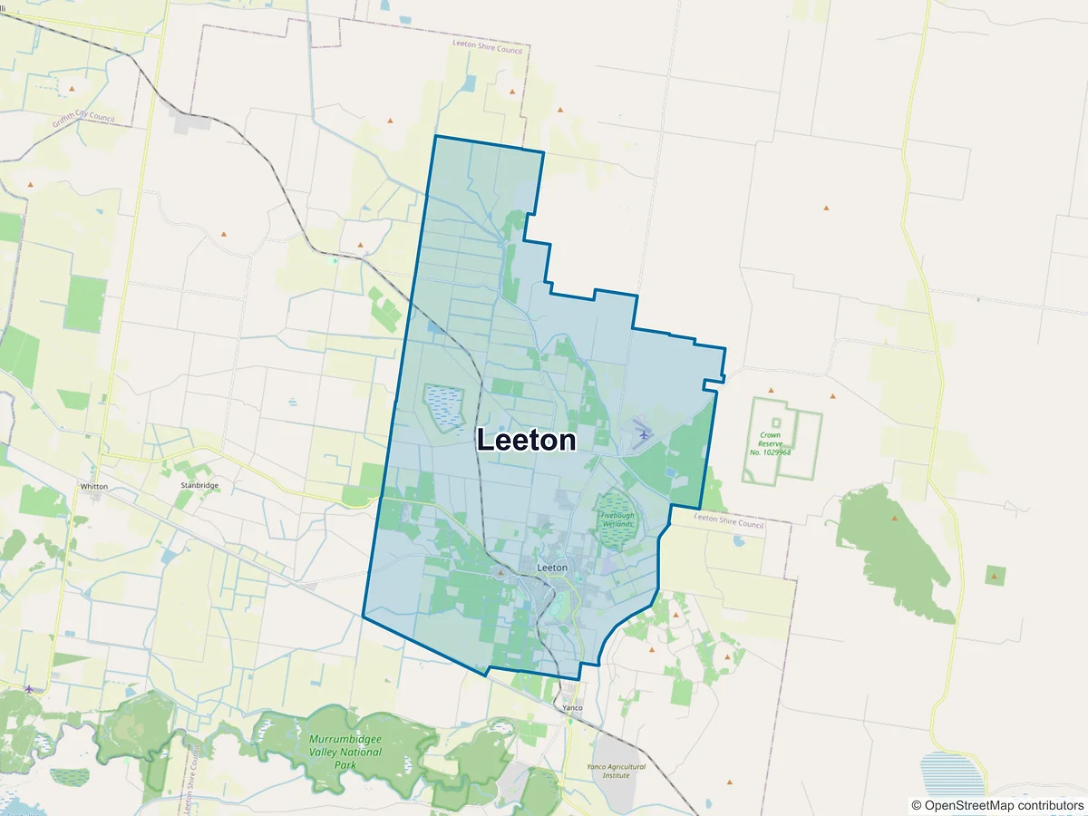 Map of Leeton, NSW, Australia