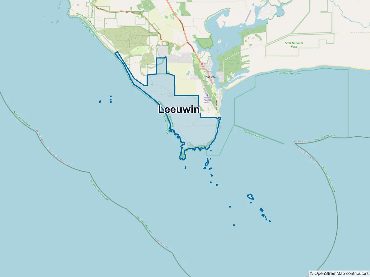 Map of Leeuwin, WA, Australia