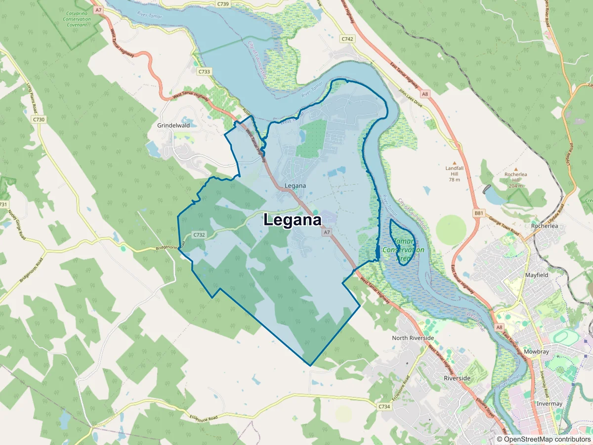 Map of Legana, TAS, Australia