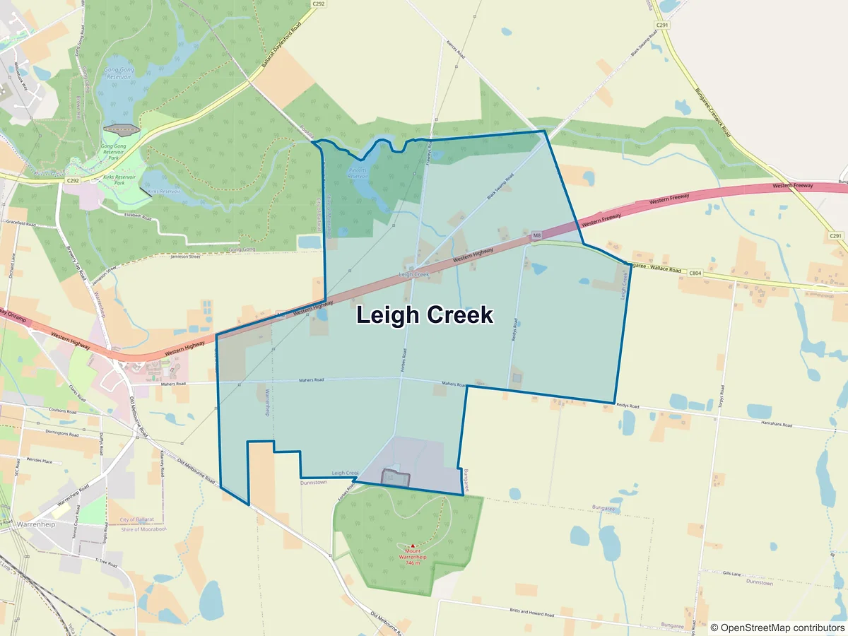 Map of Leigh Creek, VIC, Australia
