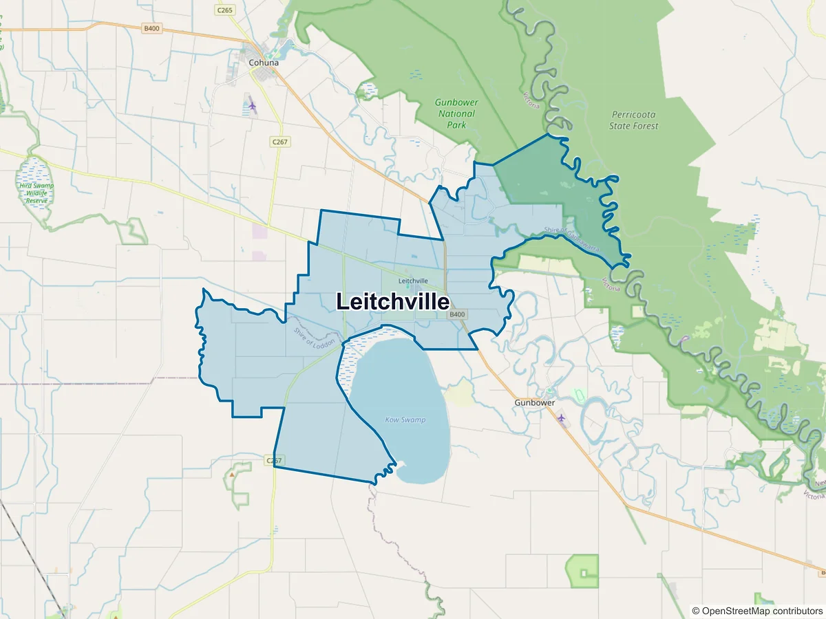 Map of Leitchville, VIC, Australia