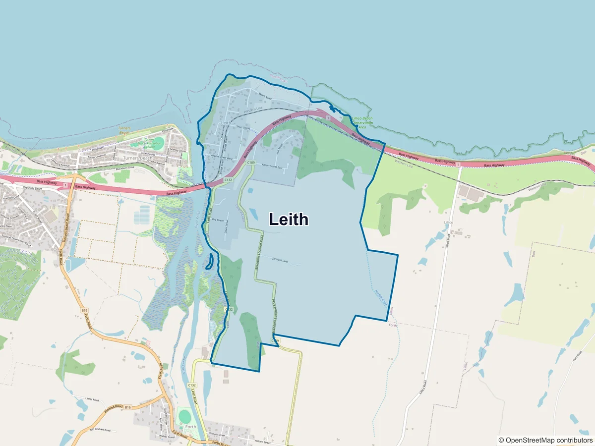 Map of Leith, TAS, Australia
