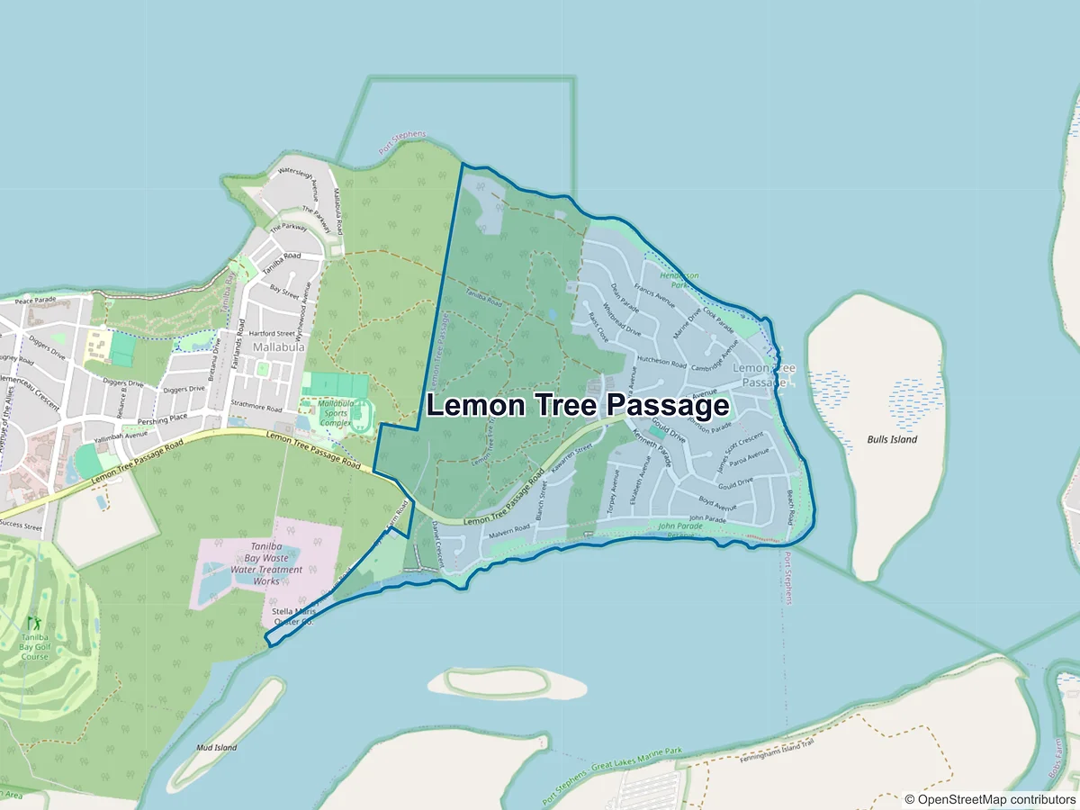 Map of Lemon Tree Passage, NSW, Australia