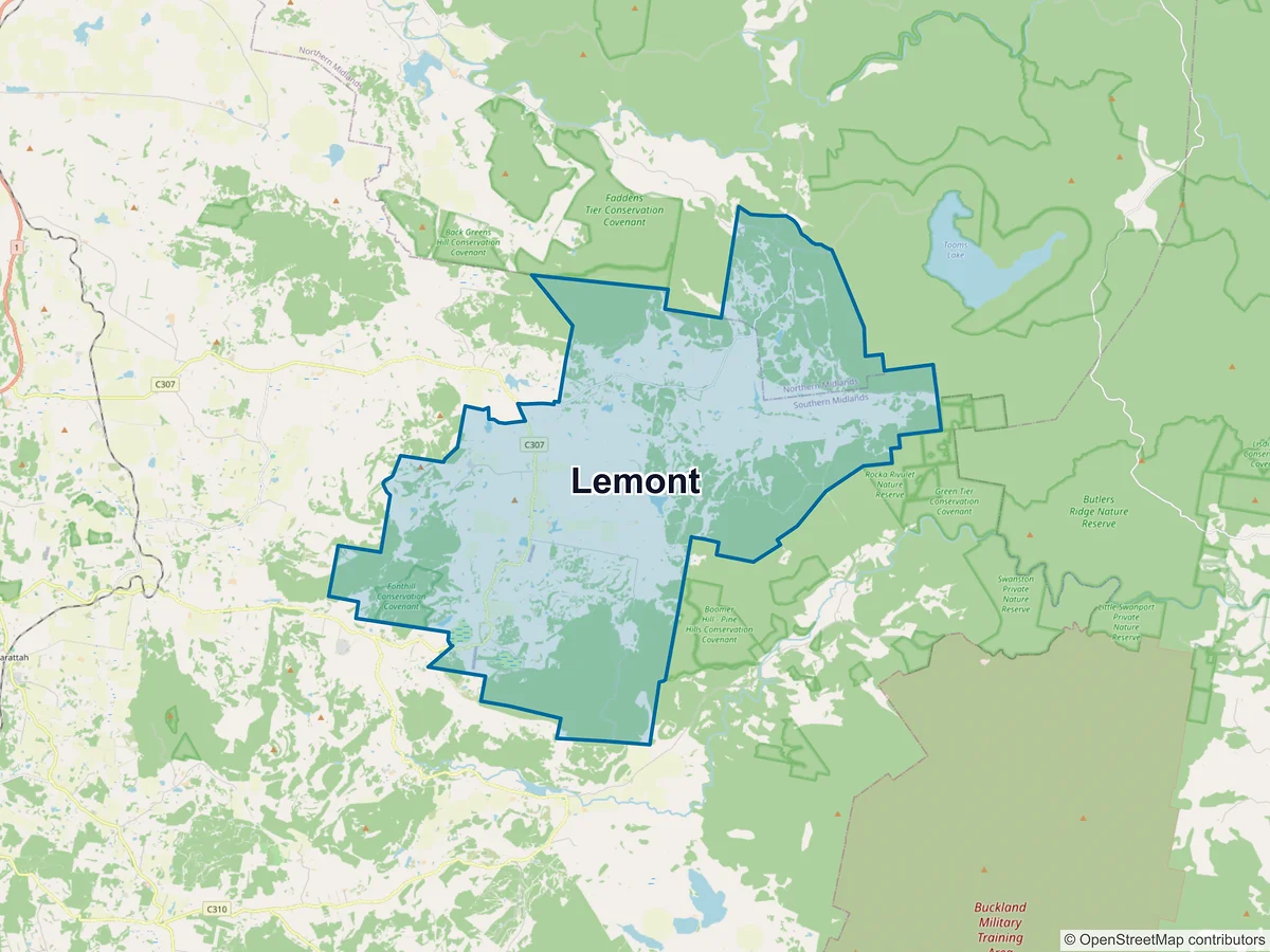 Map of Lemont, TAS, Australia