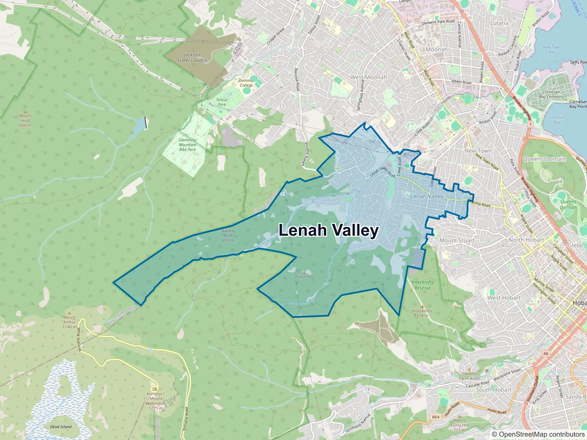 Map of Lenah Valley, TAS, Australia