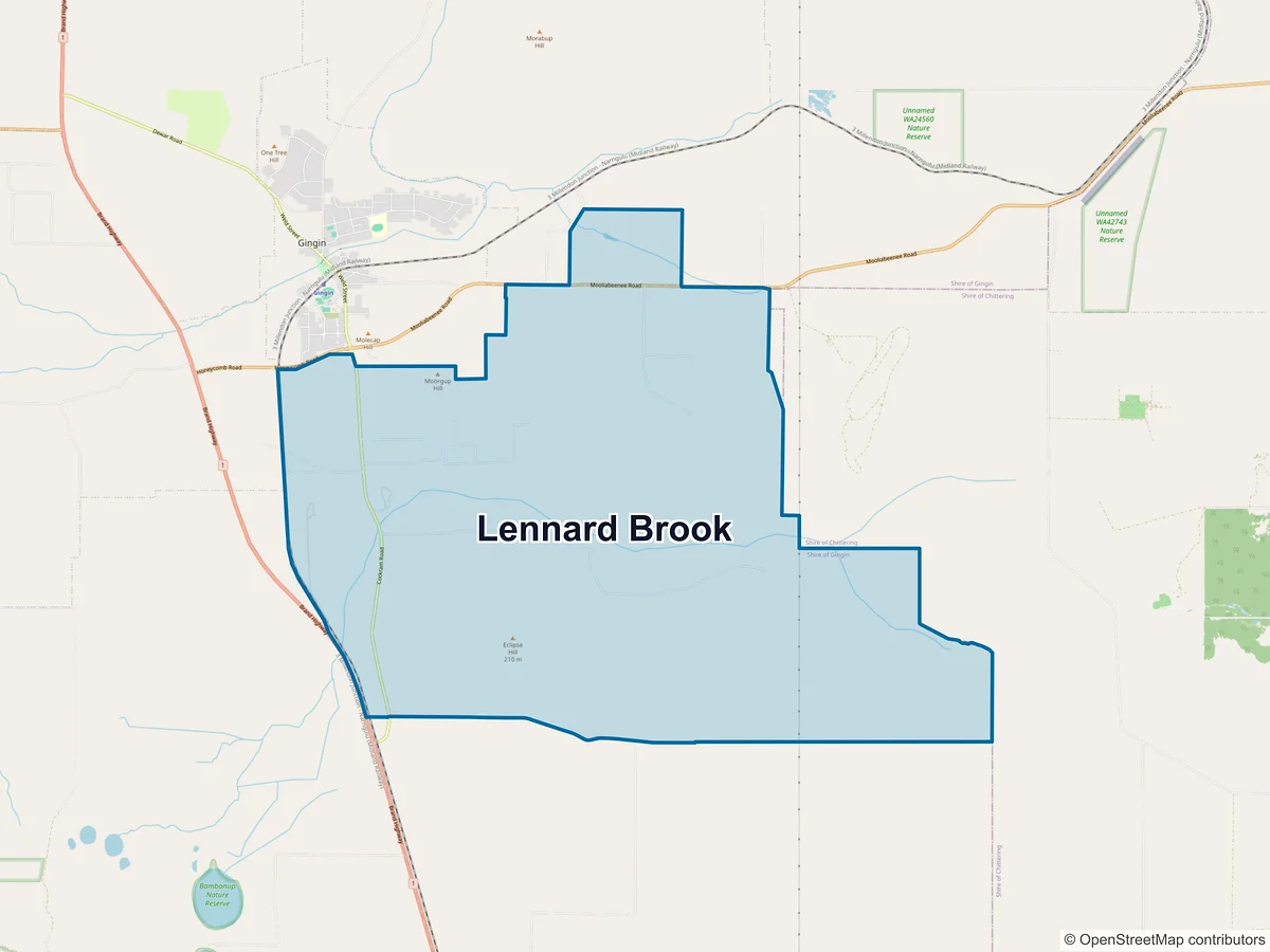 Map of Lennard Brook, WA, Australia
