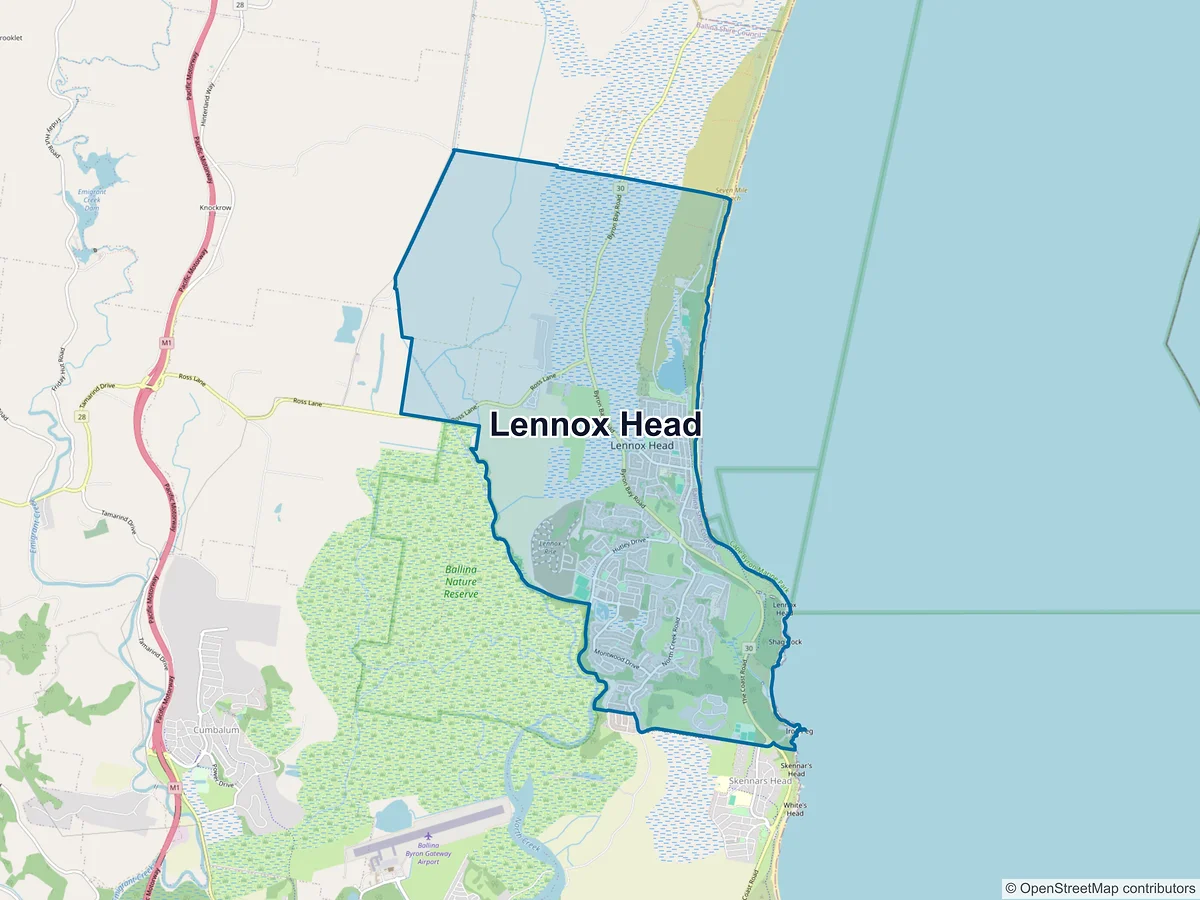 Map of Lennox Head, NSW, Australia