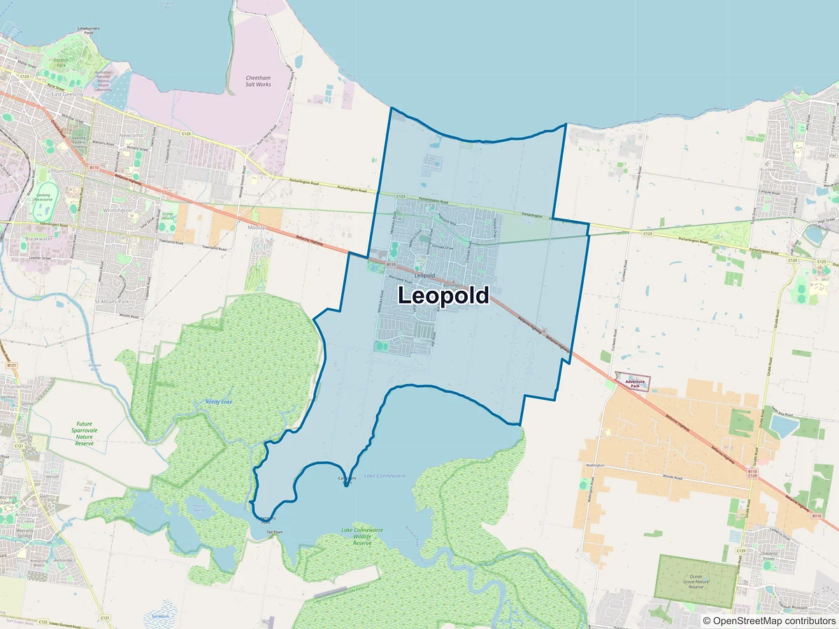 Map of Leopold, VIC, Australia