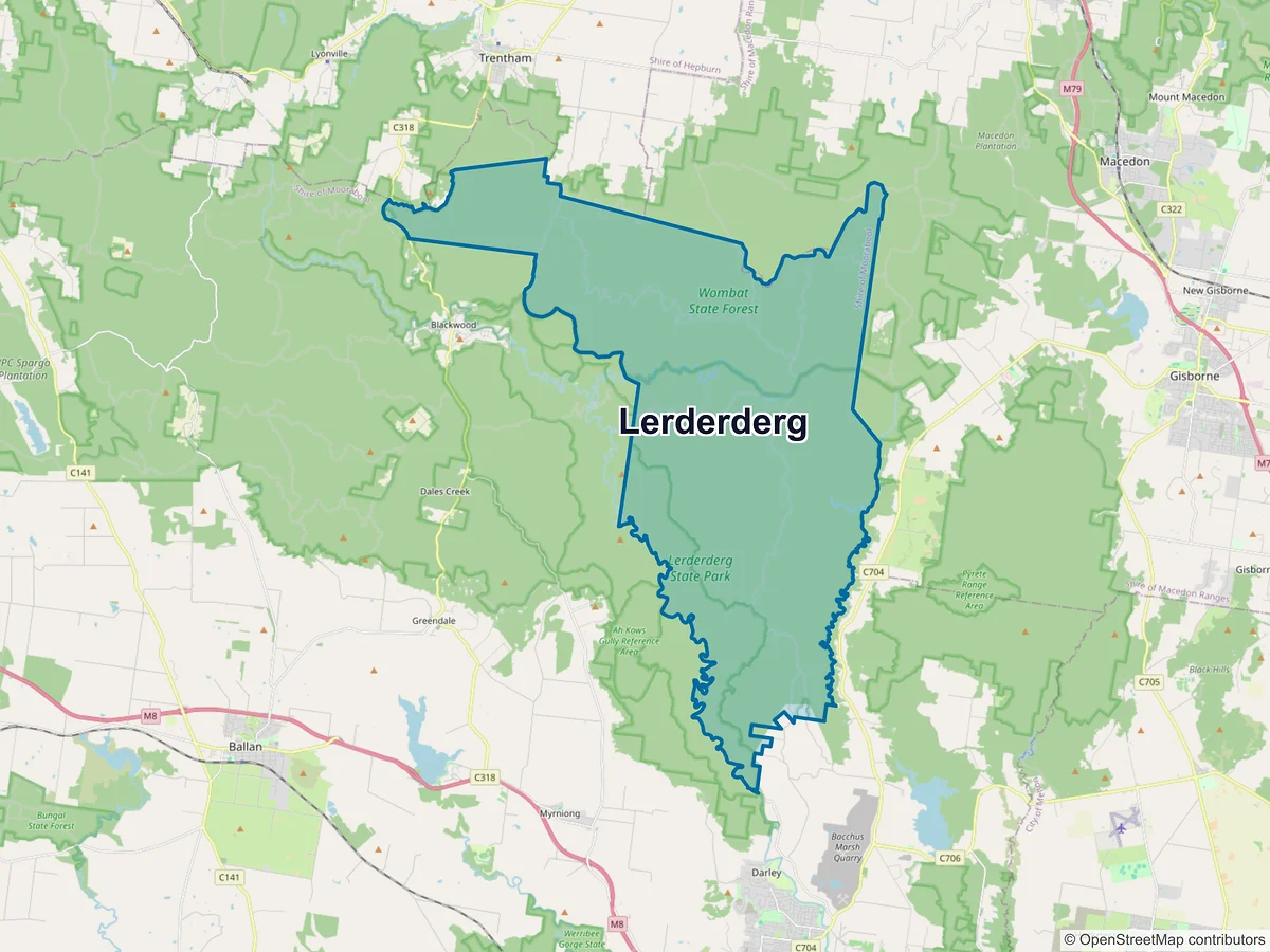 Map of Lerderderg, VIC, Australia