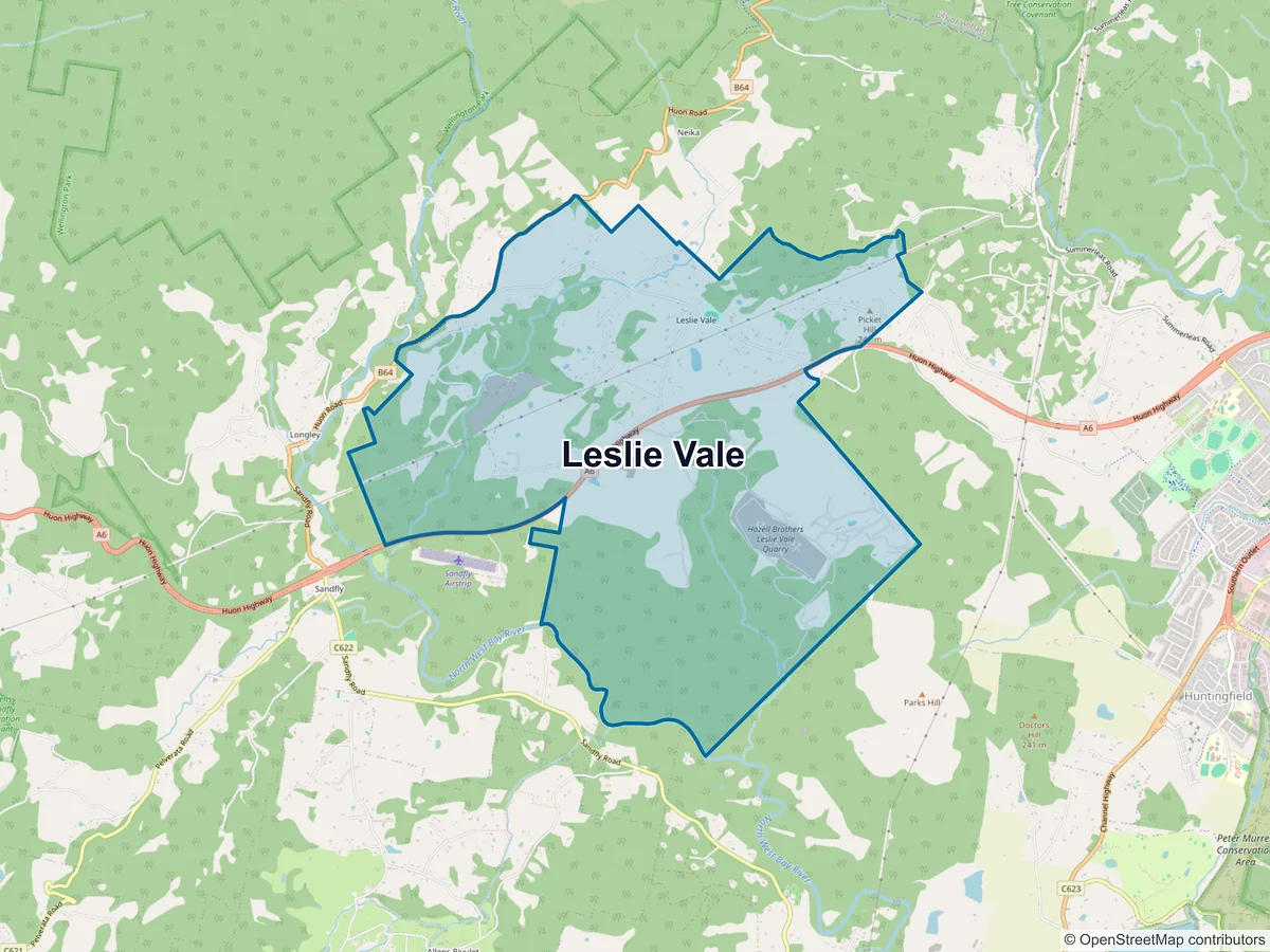 Map of Leslie Vale, TAS, Australia